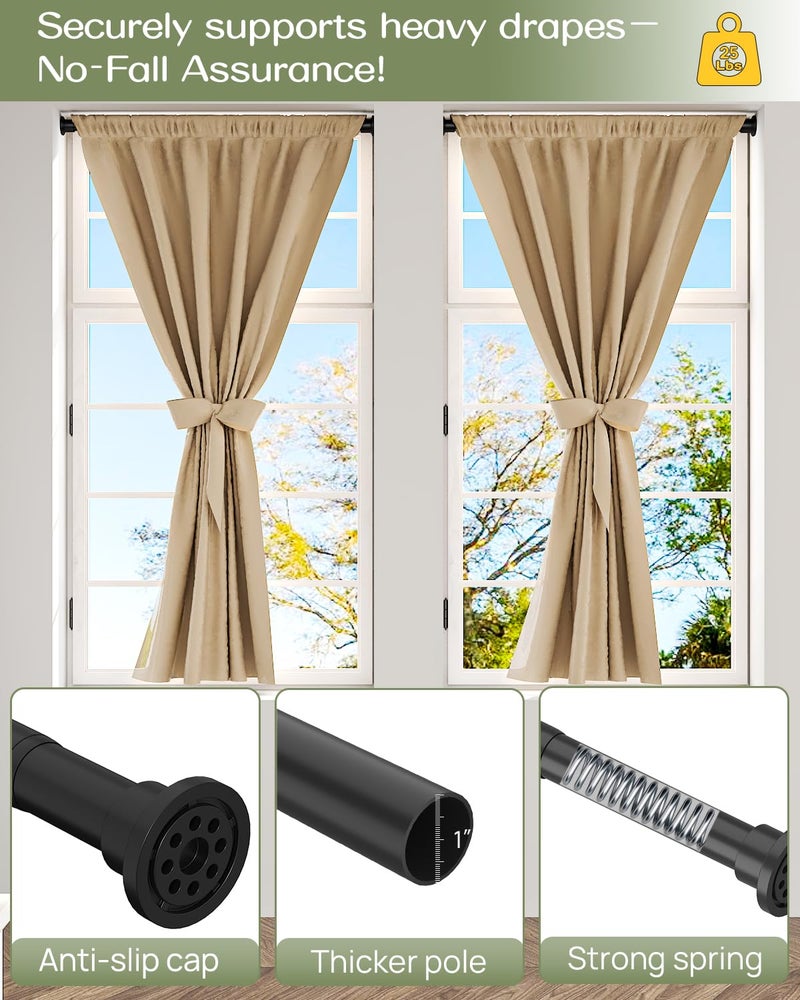ALLZONE Shower Curtain Rod Spring Tension,28-42 Inch Heavy Duty Tension Rod No Drilling, Anti-Slip Shower Rod Tension,Adjustable Tension Curtain Rod for Window/Bathroom/Closet,Black - Image 5